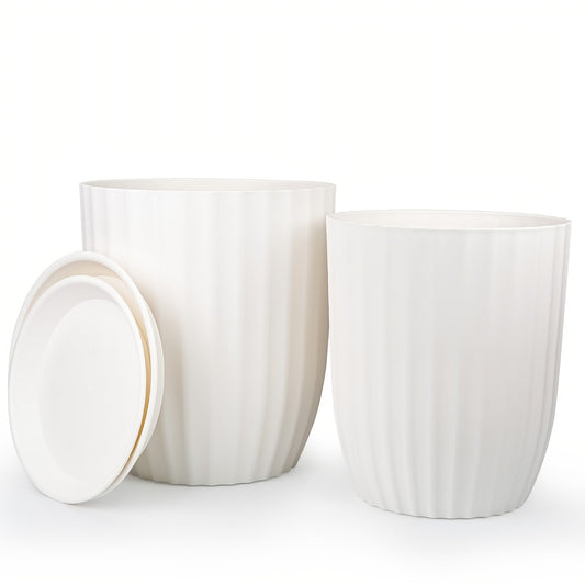 Zareon 2-Piece Large Planters Set  with Drainage Holes and Saucers